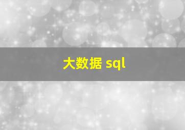 大数据 sql